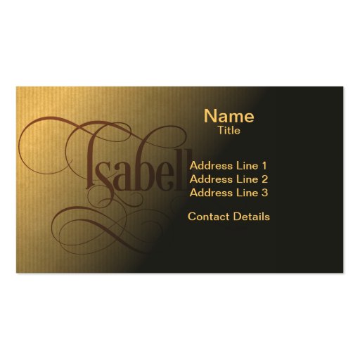 Personalized Swirly Script Isabella Natural Kraft Business Card Templates