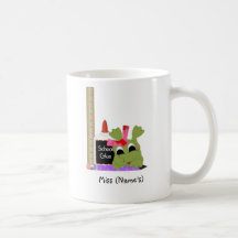 Personalized Teacher Coffee Mug-Cute Frog w/ Ruler