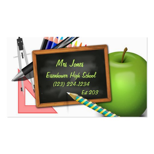 Personalized Teacher's Chalkboard Business Card Templates (front side)