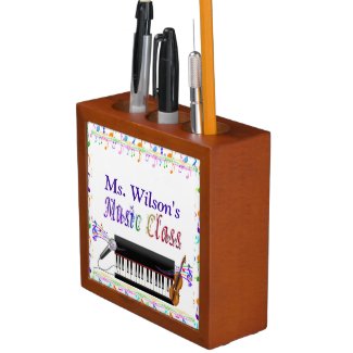 Personalized Teachers Music Class Desk Organizer