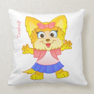 Personalized Teakup Yorkie Cartoon Pillow