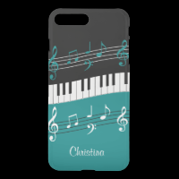 Personalized Teal and  Black music themed iPhone 7 Plus Case