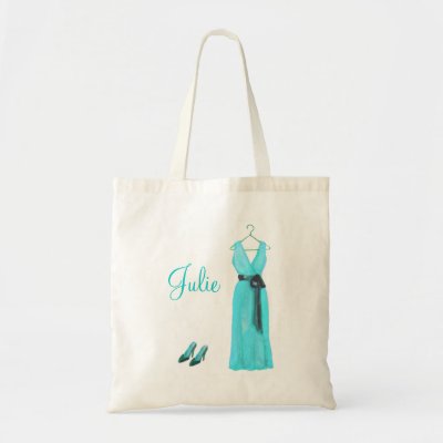 Personalized Teal Bridesmaid Tote Bags