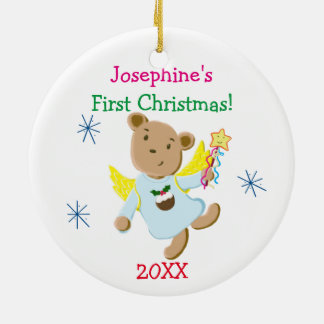 personalized teddy bear christmas ornament