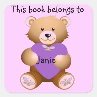 Personalized Teddy Bear Bookplate Sticker