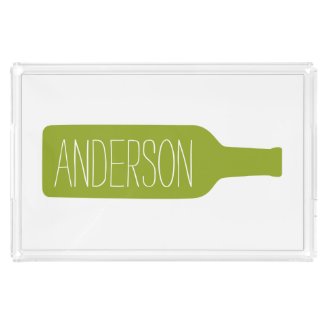 Personalized Text with Bottle Illustration Rectangle Serving Trays