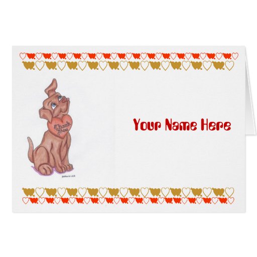 Personalized Thank You Card Puppy and Heart Design