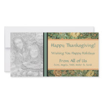 Personalized Thanksgiving Antique Floral Tapestry Customized Photo Card