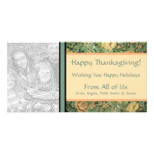 Personalized Thanksgiving Antique Floral Tapestry Customized Photo Card