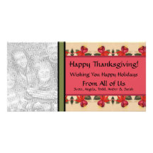 Personalized Thanksgiving Vintage Fuchsia Floral Photo Card Template
