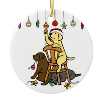 Personalized Three Labrador Puppies Cartoon Christmas Ornaments