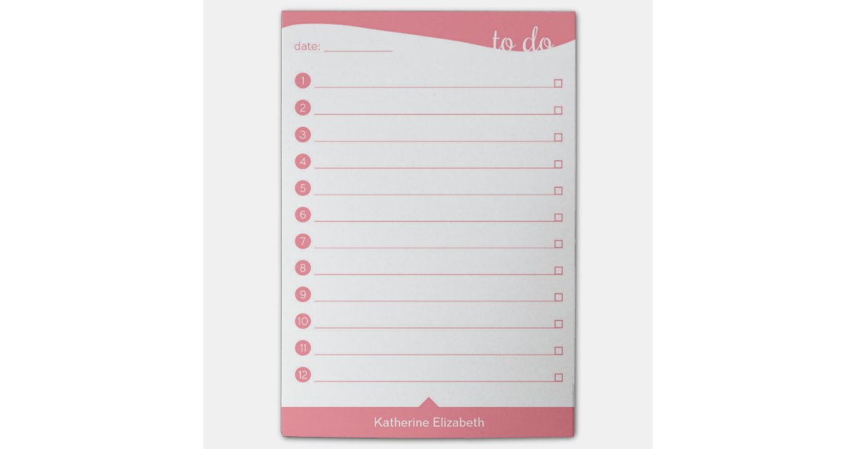 Personalized To Do List Pink Postit® Notes Zazzle
