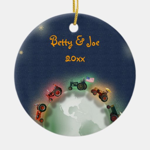 personalized tractor christmas ornament peace on ceramic personalized tractor christmas ornament peace on ceramic