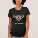 Personalized Triple Love Heart Design On Black T-shirts