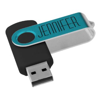Personalized, Turquoise Metallic USB Flash Drive