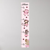 Personalized Tutu Cute Ballet Animals Growth Chart Poster