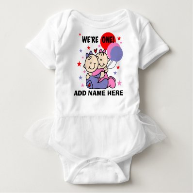 Personalized Twin Girls 1st Birthday Tshirt