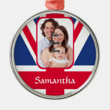 Personalized union jack christmas tree ornament