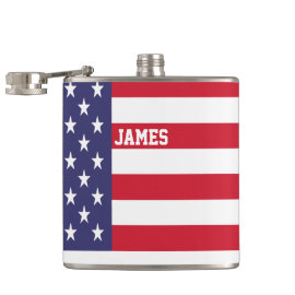Personalized USA United States Flag Patriotic Flasks