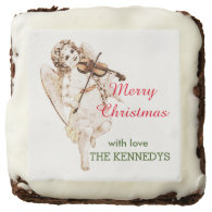 Personalized  Vintage Angel Christmas Square Brownie