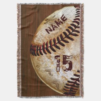 Personalized Vintage Baseball Blankets Name Number Throw Blanket CLICK HERE