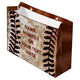 PERSONALIZED Vintage Baseball Gift Bags YOUR TEXT Large Gift Bag