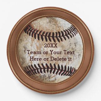 Personalized Vintage Baseball Paper Plates 9 Inch Paper Plate