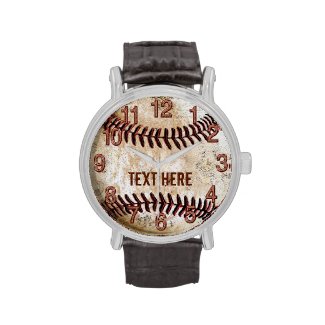 Personalized Vintage Baseball Watches YOUR TEXT