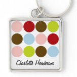Personalized Vintage Big Mod Dots Premium Keychain keychains