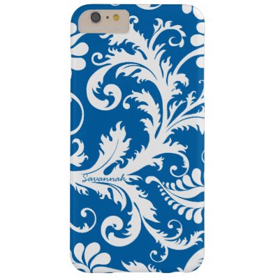 Personalized Vintage Damask change blue any color Barely There iPhone 6 Plus Case