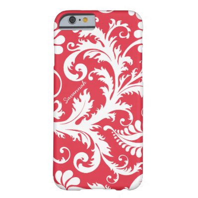 Personalized Vintage Damask change red any color Barely There iPhone 6 Case