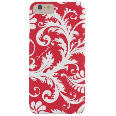 Personalized Vintage Damask change red any color Barely There iPhone 6 Plus Case