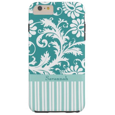 Personalized Vintage Damask change teal any color Tough iPhone 6 Plus Case