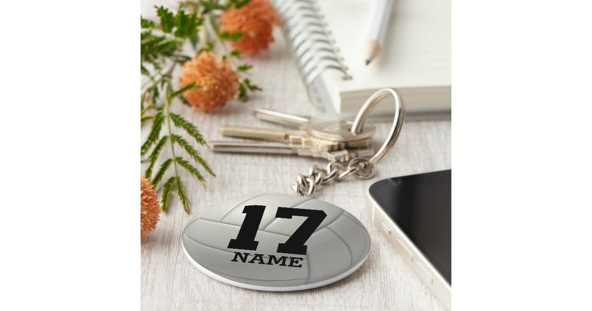 Personalized Volleyball (name & number) Keychain Zazzle