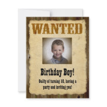 Personalized Wanted Poster, Birthday Bandit Custom Invites