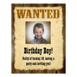 Personalized Wanted Poster, Birthday Bandit Custom Invites