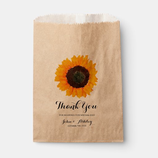 Personalized Watercolor Sunflower Fall Wedding Favor Bag Zazzle