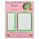 Personalized Watermelon design recipe page Personalized Letterhead