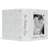 Personalized Wedding Album - White Damask 3 Ring Binders