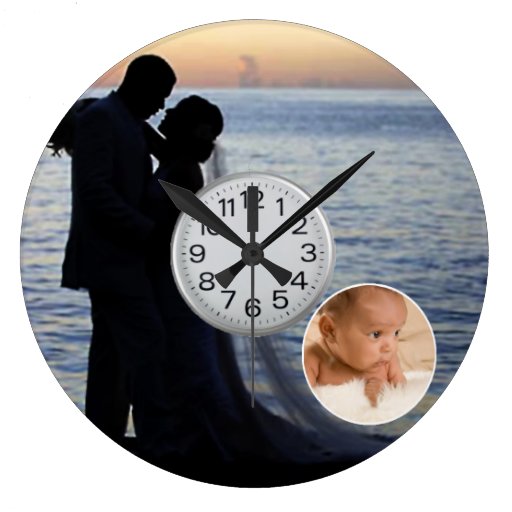 personalized wedding and baby pictures wall clock Zazzle