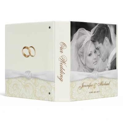 Personalized Wedding Binder - Ivory &amp; Gold Damask