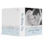 Personalized Wedding Binder - White & Blue Damask