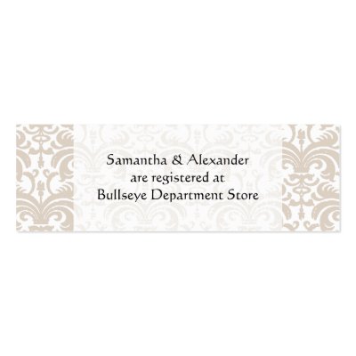 Bridal Gift Registries on Personalized Wedding Gift Registry Cards Insert Business Card Template