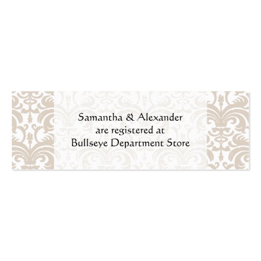 Personalized Wedding Gift Registry Cards Insert Business Card Template (front side)
