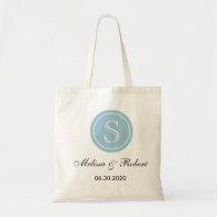 Personalized Wedding Monogram Tote Bag|Blue Budget Tote Bag