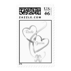 Personalized Silver Hearts Wedding postage stamp