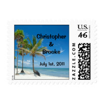Personalized Wedding postage stamps tropical palms
