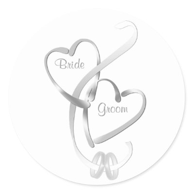 Personalized Stickers on Personalized Wedding Stickers With Wedding Rings And Hearts  Enter