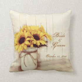 Personalized Wedding Sunflowers Mason Jar Pillow