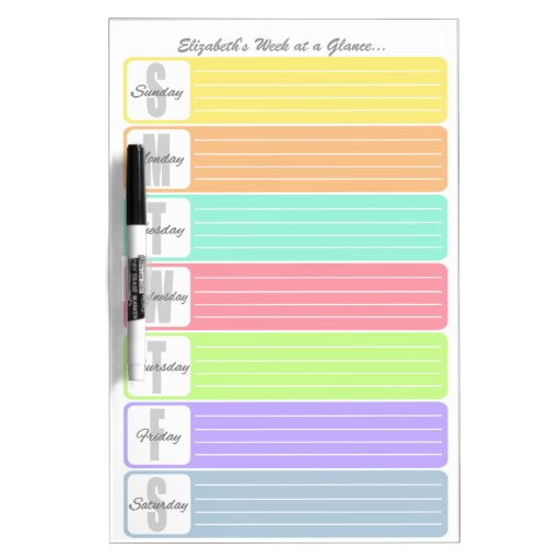 Personalized Weekly Reminder Dry Erase Board Zazzle 6997